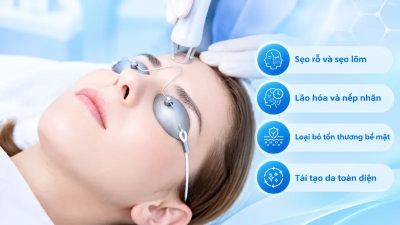 Laser CO2 hỗ trợ cải thiện sẹo rỗ, nếp nhăn, tổn thương bề mặt và tái tạo da