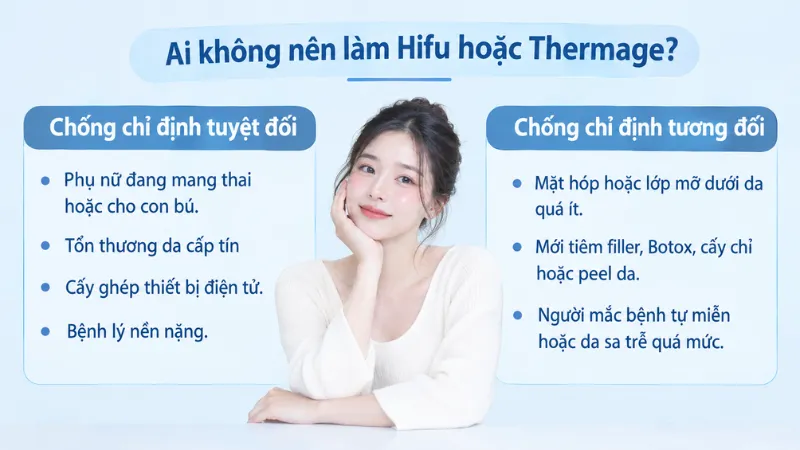 Phụ nữ mang thai, bệnh nền nặng, tổn thương da, cấy ghép kim loại không nên thực hiện